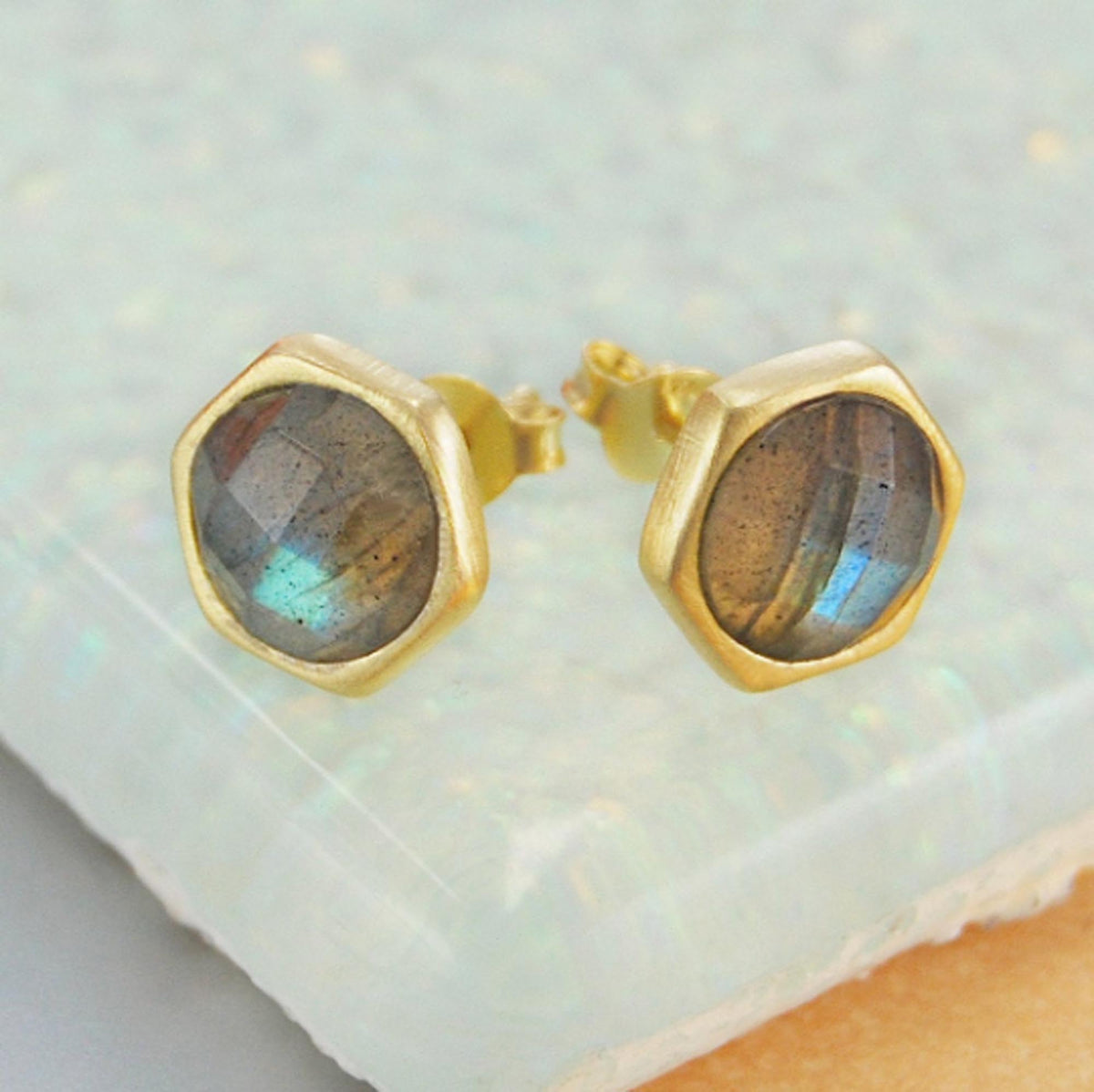 Rose Gold Labradorite Fish Hook Earrings – EmbersJewellery